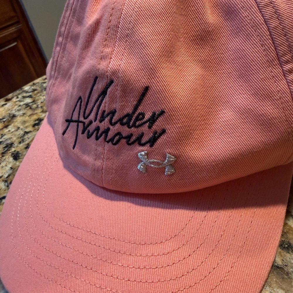 Women’s Under Armour Coral Pink Script Logo Cap